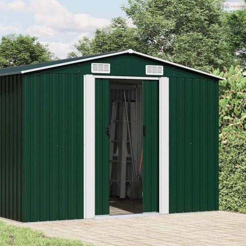 Zöld horganyzott acél kerti fészer 257 x 779 x 181 cm