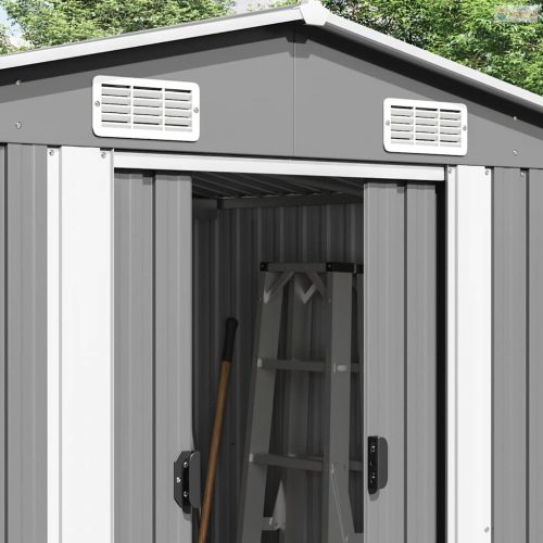 Szürke horganyzott acél kerti fészer 257 x 779 x 181 cm