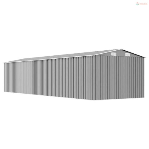 Szürke horganyzott acél kerti fészer 257 x 779 x 181 cm