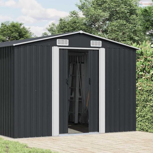 Antracitszürke horganyzott acél kerti fészer 257 x 779 x 181 cm