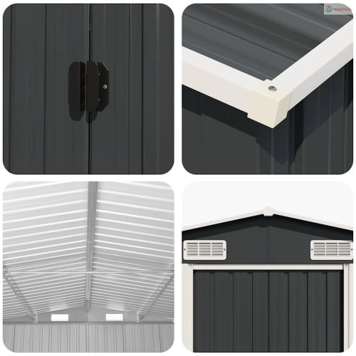 Antracitszürke horganyzott acél kerti fészer 257 x 779 x 181 cm