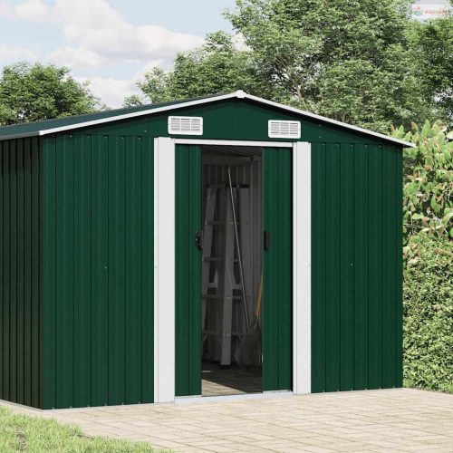 Zöld horganyzott acél kerti fészer 257 x 990 x 181 cm