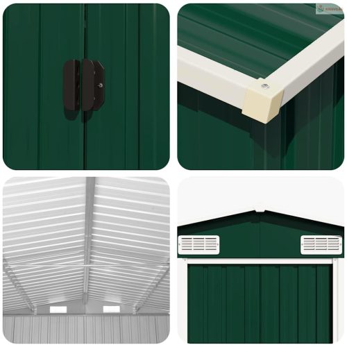 Zöld horganyzott acél kerti fészer 257 x 990 x 181 cm