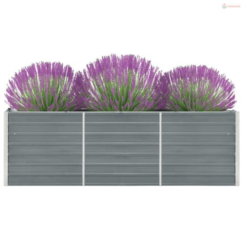 Szürke horganyzott acél kerti magaságyás 240 x 40 x 77 cm