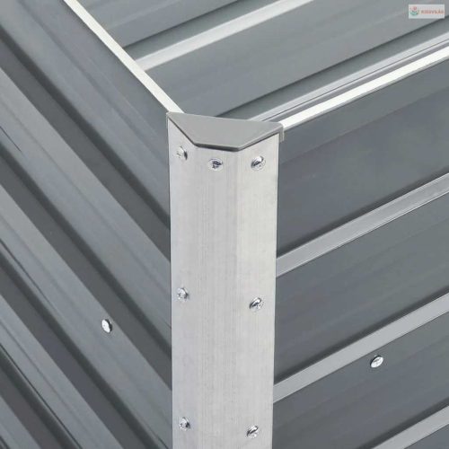 Szürke horganyzott acél kerti magaságyás 240 x 40 x 77 cm