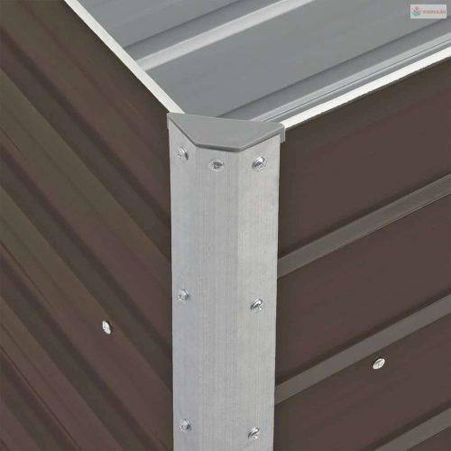 Barna horganyzott acél kerti magaságyás 240 x 40 x 77 cm