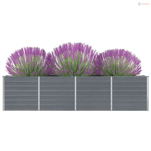 Szürke horganyzott acél kerti magaságyás 320 x 40 x 77 cm