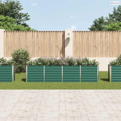 Zöld horganyzott acél kerti magaságyás 320 x 40 x 77 cm