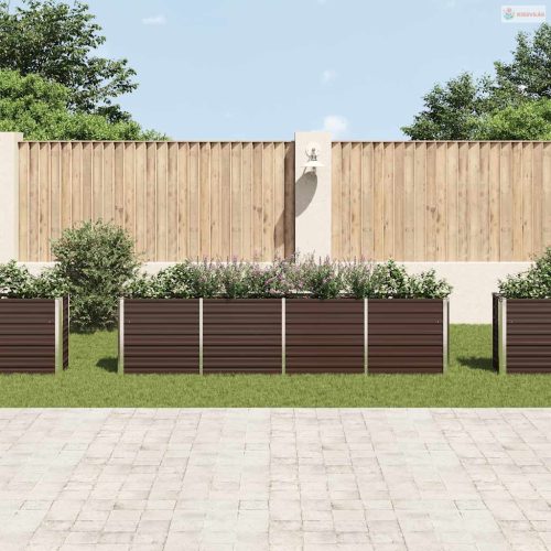 Barna horganyzott acél kerti magaságyás 320 x 40 x 77 cm