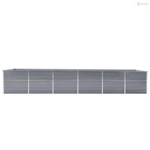 Szürke horganyzott acél kerti magaságyás 480 x 80 x 77 cm