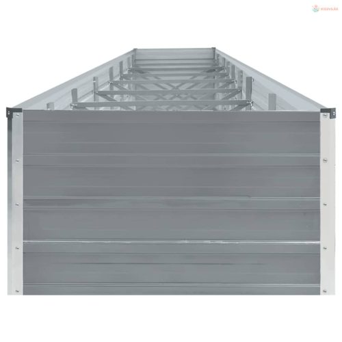 Szürke horganyzott acél kerti magaságyás 600 x 80 x 45 cm