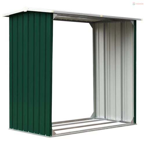 Zöld horganyzott acél kerti tűzifatároló 172 x 91 x 154 cm