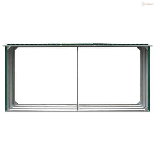 Zöld horganyzott acél kerti tűzifatároló 330 x 92 x 153 cm