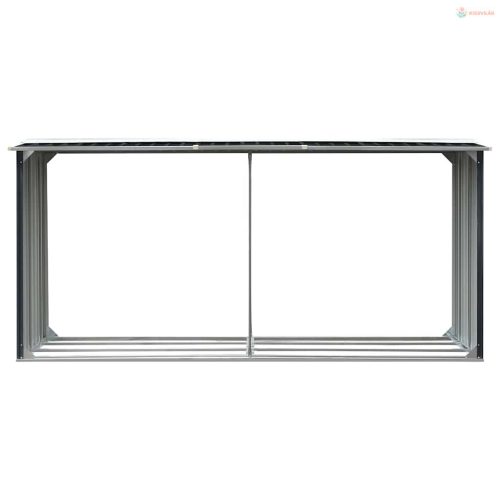 Antracitszürke horganyzott acél tűzifatároló 330 x 92 x 153 cm