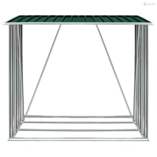Zöld horganyzott acél kerti tűzifatároló 163 x 83 x 154 cm