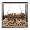 Barna horganyzott acél kerti tűzifatároló 163 x 83 x 154 cm