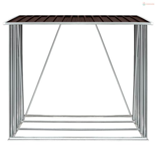 Barna horganyzott acél kerti tűzifatároló 163 x 83 x 154 cm