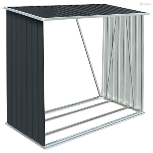 Antracit horganyzott acél kerti tűzifatároló 163 x 83 x 154 cm