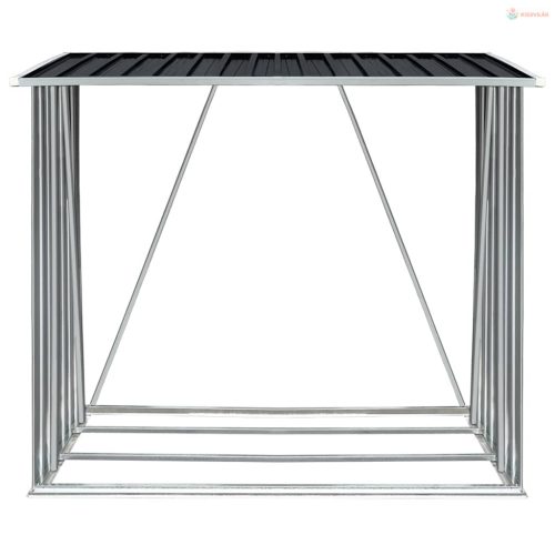 Antracit horganyzott acél kerti tűzifatároló 163 x 83 x 154 cm
