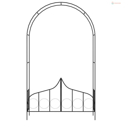 Fekete vas kerti boltív kapuval 138 x 40 x 238 cm