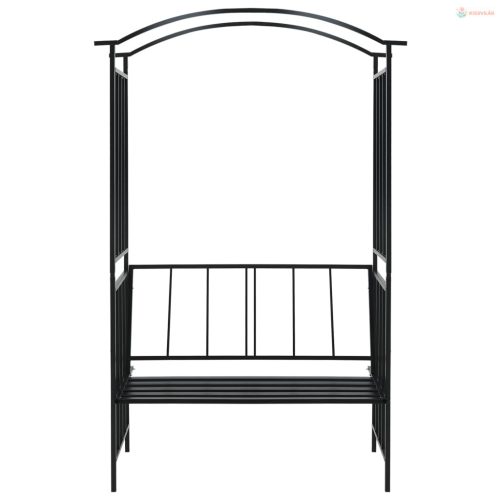 Fekete vas kerti boltív paddal 128 x 50 x 207 cm