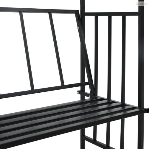 Fekete vas kerti boltív paddal 128 x 50 x 207 cm