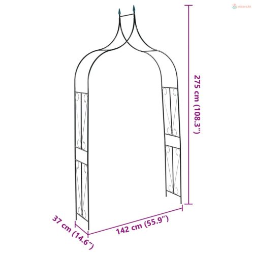 Sötétzöld vas kerti boltív 142 x 37 x 275 cm