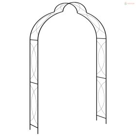 Fekete vas kerti boltív kapuval 150 x 34 x 240 cm