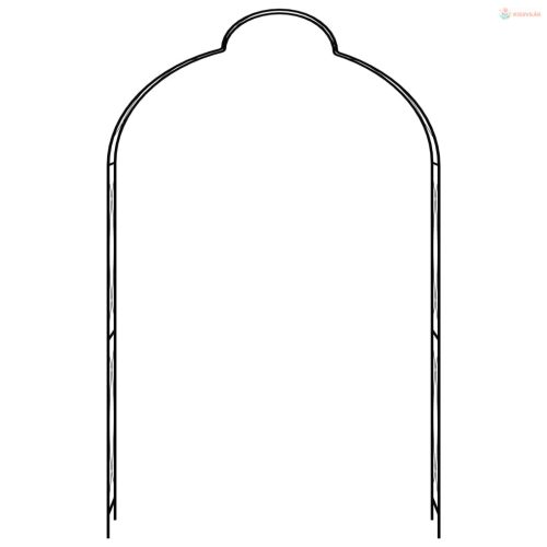 Fekete vas kerti boltív kapuval 150 x 34 x 240 cm