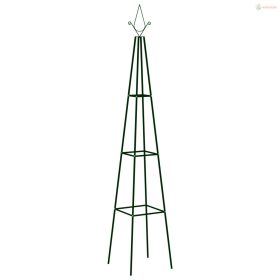   2 db sötétzöld vas kerti növényfuttató állvány 35 x 35 x 195 cm