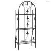 Háromszintes fekete vas virágtartó állvány 52 x 28 x 128 cm