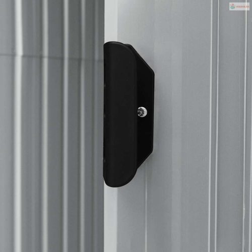 Szürke vas kerti fészer állvánnyal 205 x 130 x 183 cm