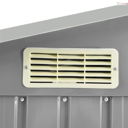 Szürke vas kerti fészer állvánnyal 205 x 130 x 183 cm