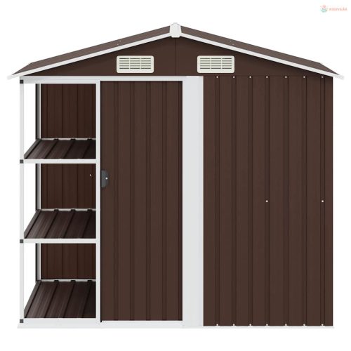 Barna vas kerti fészer állvánnyal 205 x 130 x 183 cm