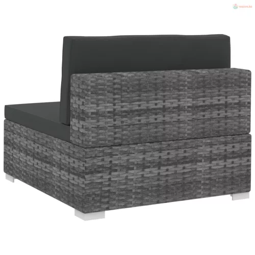 4 részes szürke polyrattan kerti kanapészett párnákkal