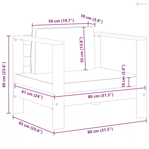 Krémszínű tömör akácfa kerti szék párnával