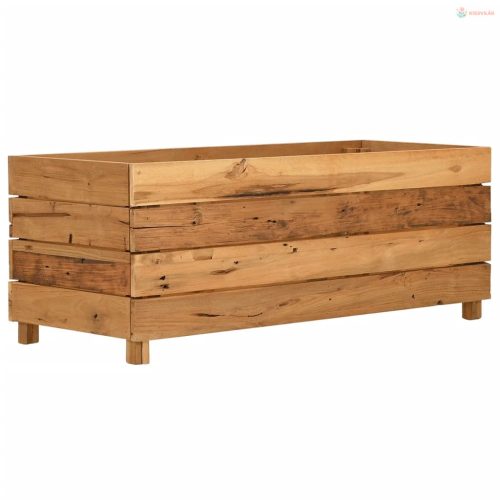 Újrahasznosított tíkfa és acél magaságyás 100 x 40 x 38 cm