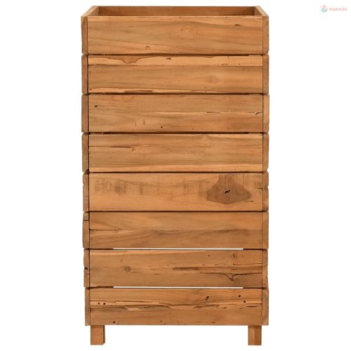 Újrahasznosított tíkfa és acél magaságyás 50 x 40 x 72 cm