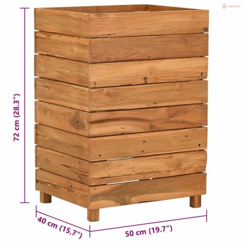 Újrahasznosított tíkfa és acél magaságyás 50 x 40 x 72 cm