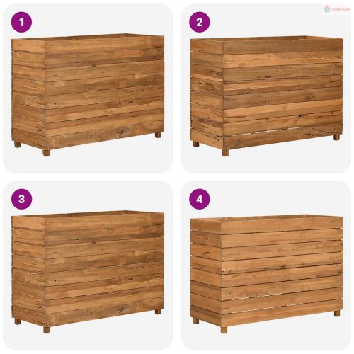 Újrahasznosított tíkfa és acél magaságyás 100 x 40 x 72 cm