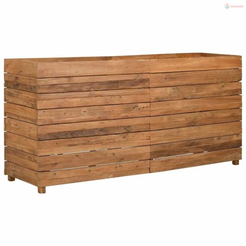 Újrahasznosított tíkfa és acél magaságyás 150 x 40 x 72 cm