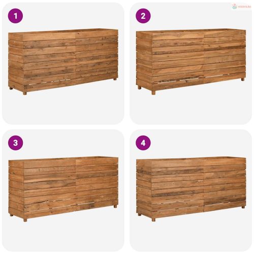 Újrahasznosított tíkfa és acél magaságyás 150 x 40 x 72 cm