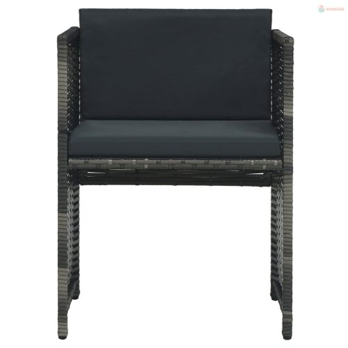 3-részes szürke polyrattan bisztrószett párnákkal