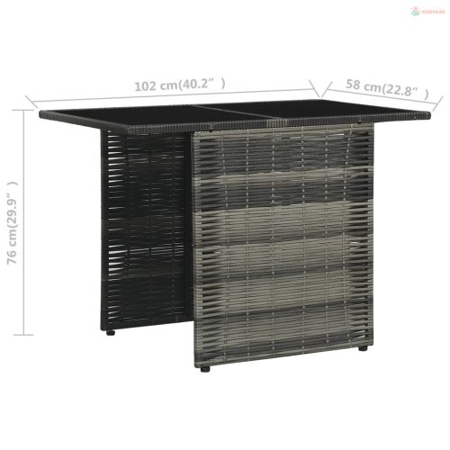 3-részes szürke polyrattan bisztrószett párnákkal