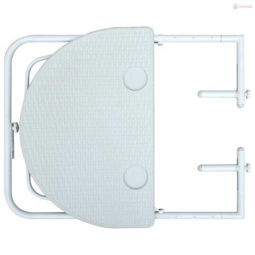 Fehér rattan hatású műanyag függő erkélyasztal 60x64x83,5 cm