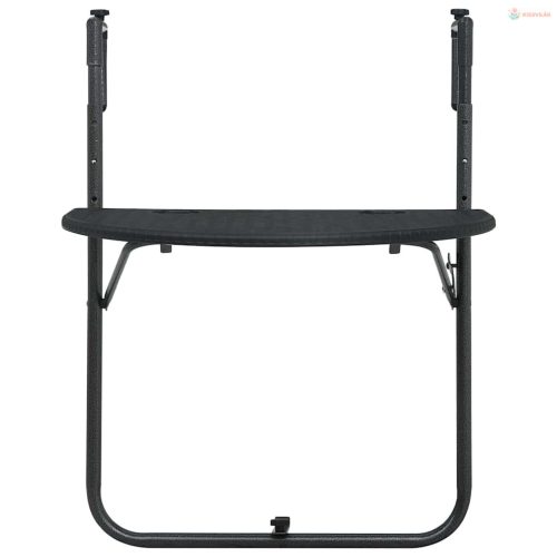 Fekete rattan hatású műanyag függő erkélyasztal 60x64x83,5 cm