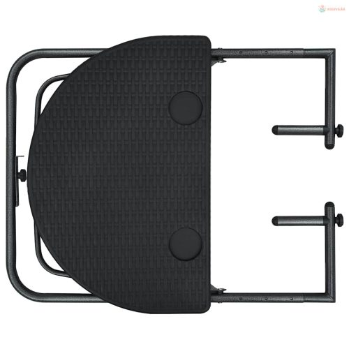 Fekete rattan hatású műanyag függő erkélyasztal 60x64x83,5 cm