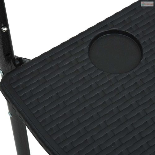 Fekete rattan hatású műanyag függő erkélyasztal 60x64x83,5 cm