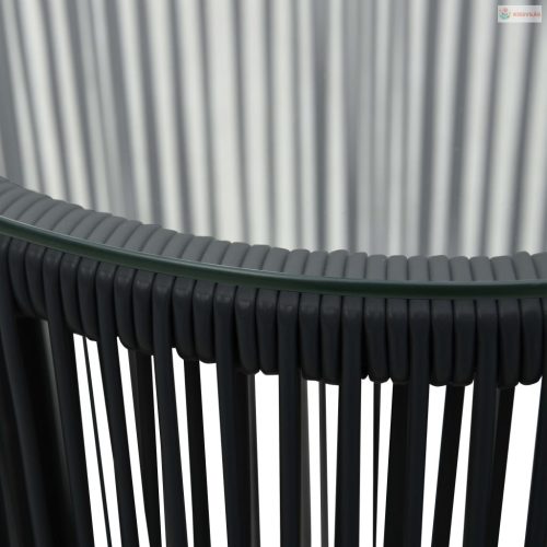 3 darabos fekete PE rattan bisztrószett párnával