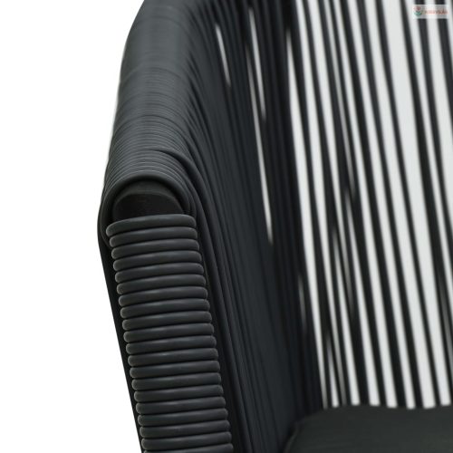 3 darabos fekete PE rattan bisztrószett párnával